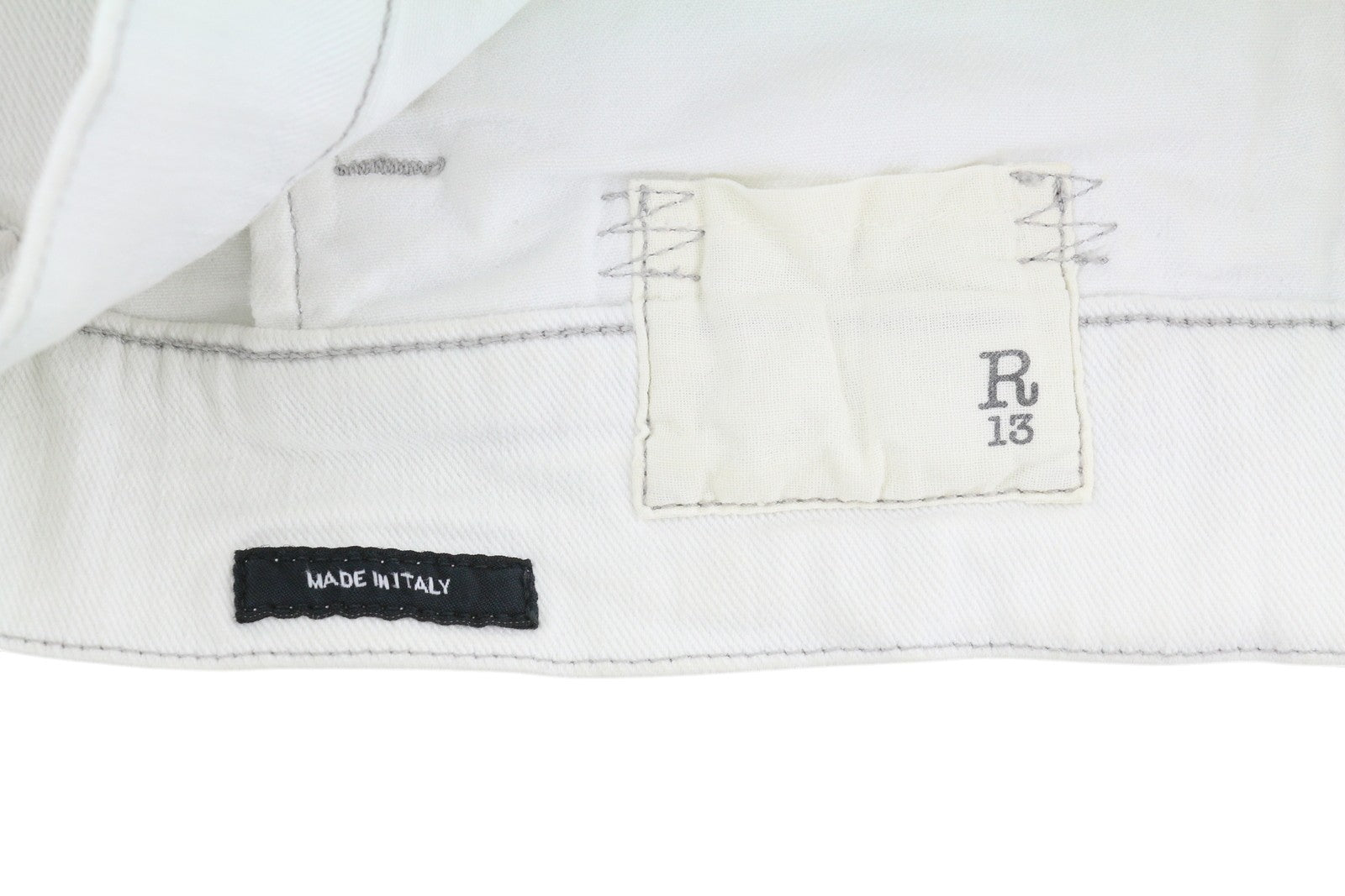 R13 Kelsey Shirring Denim Women Jacket M Ibrooke White Shoulder Pads RRP€999