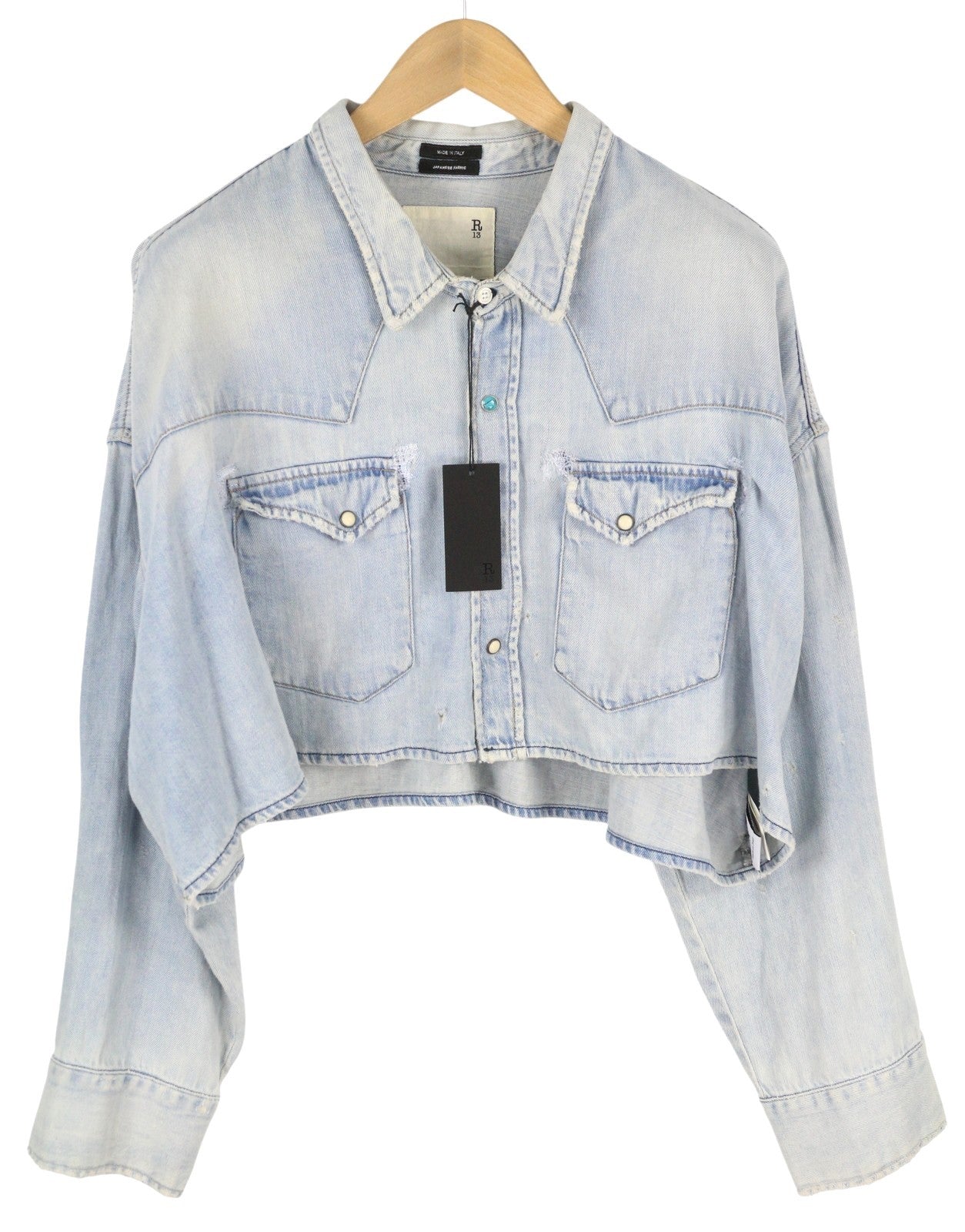 R13 Oversize Cropped Cow Boy Shirt Women Jacket M Sullivan Linen Blend RRP€500