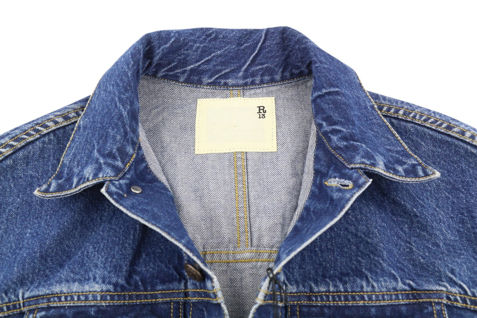 R13 Cropped Raglan Trucker Women Jacket M Jasper Tex Button-Up Spread Blue $798