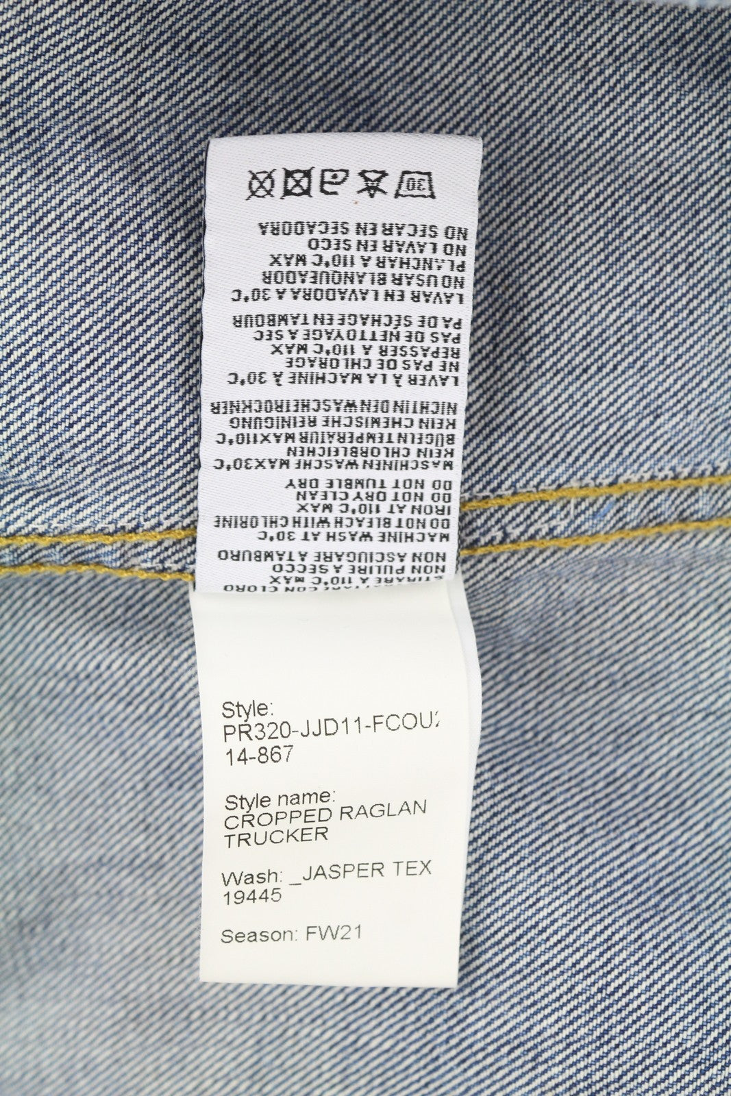 R13 Cropped Raglan Trucker Women Jacket M Jasper Tex Button-Up Spread Blue $798