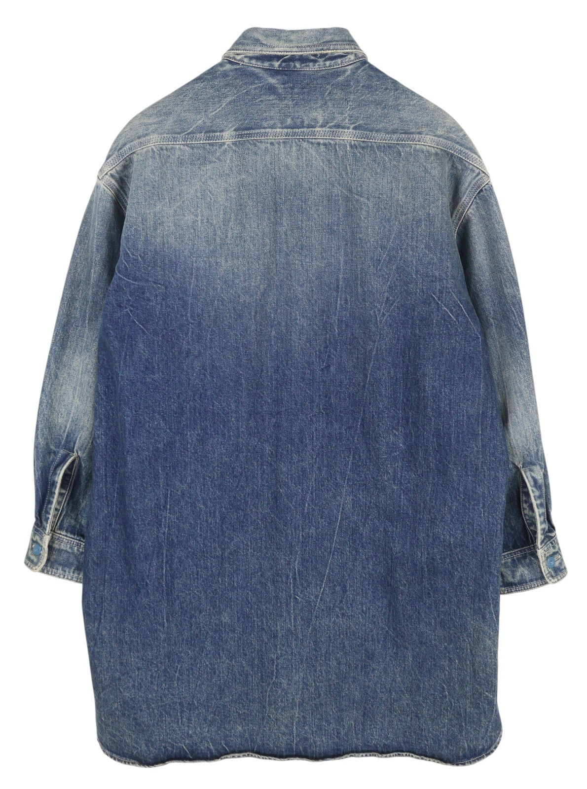 R13 Usn Long Sleeve Shirt Dress Women M Kelly Button-Up Faded Washed Denim Blue