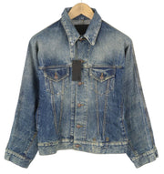 R13 Raglan Trucker Women Jacket M Kelly Loose Fit Button-Up Faded Washed Denim