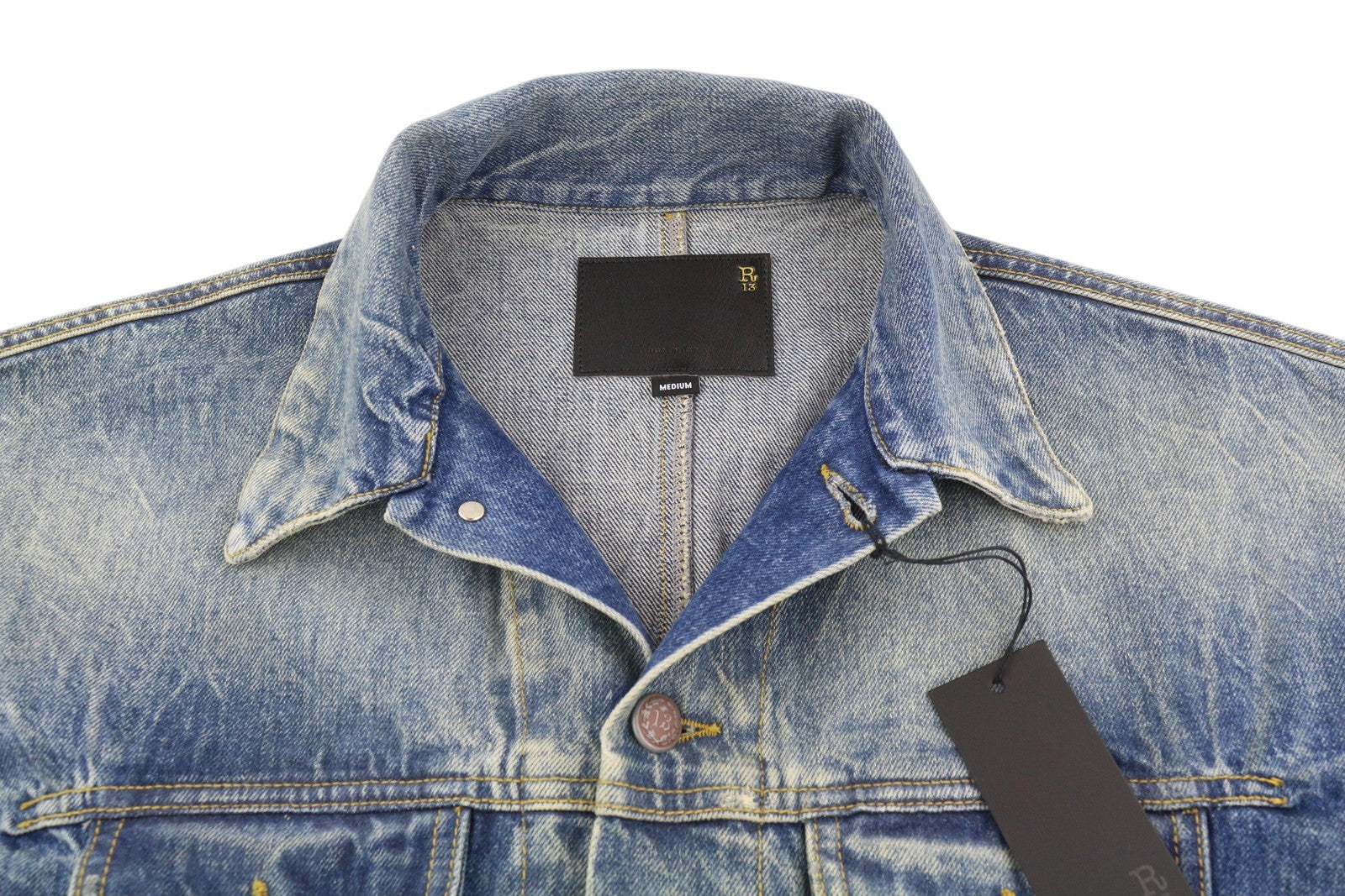 R13 Raglan Trucker Women Jacket M Kelly Loose Fit Button-Up Faded Washed Denim