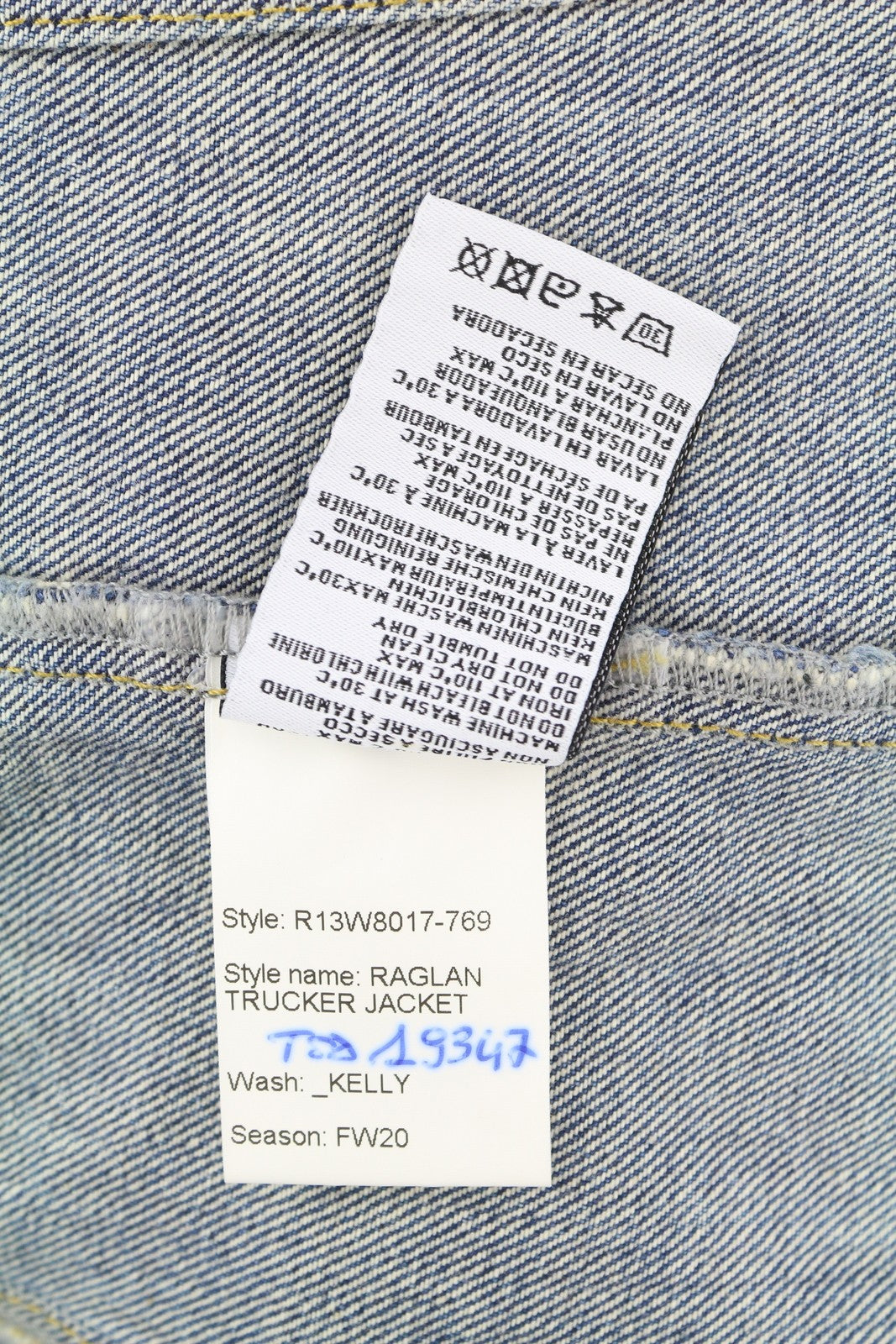 R13 Raglan Trucker Women Jacket M Kelly Loose Fit Button-Up Faded Washed Denim