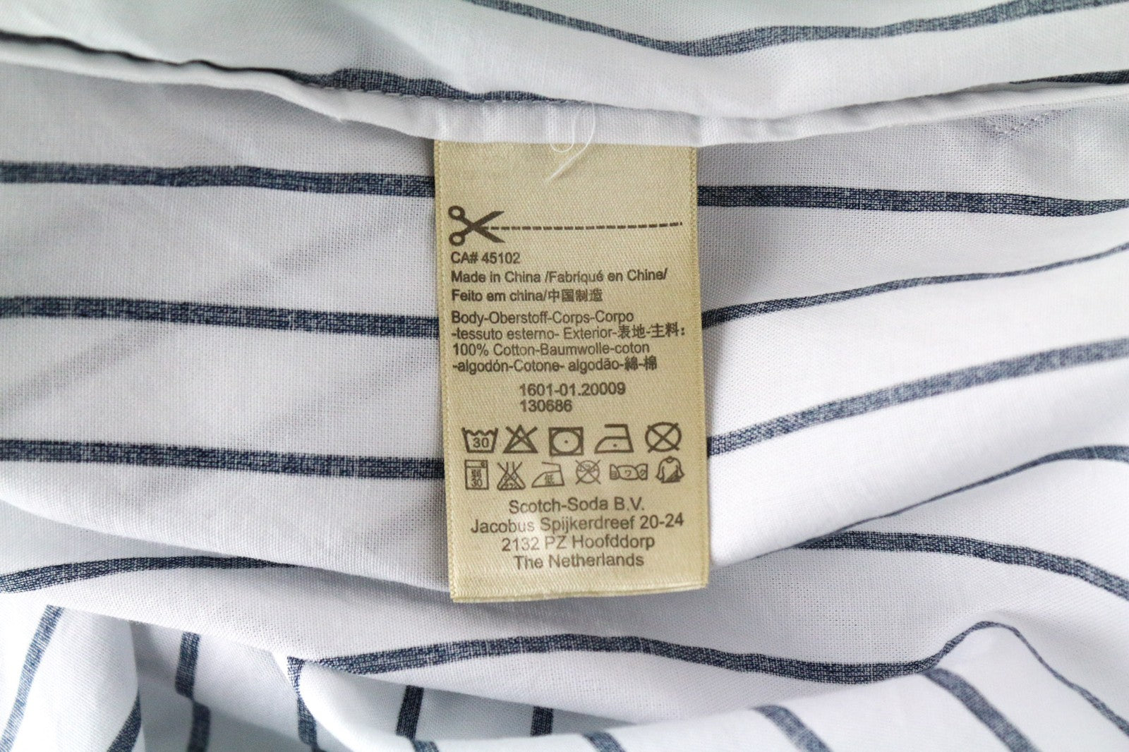 SCOTCH & SODA Men's M White Long Fit Pinstripe Pure Cotton Poplin Dress Shirt