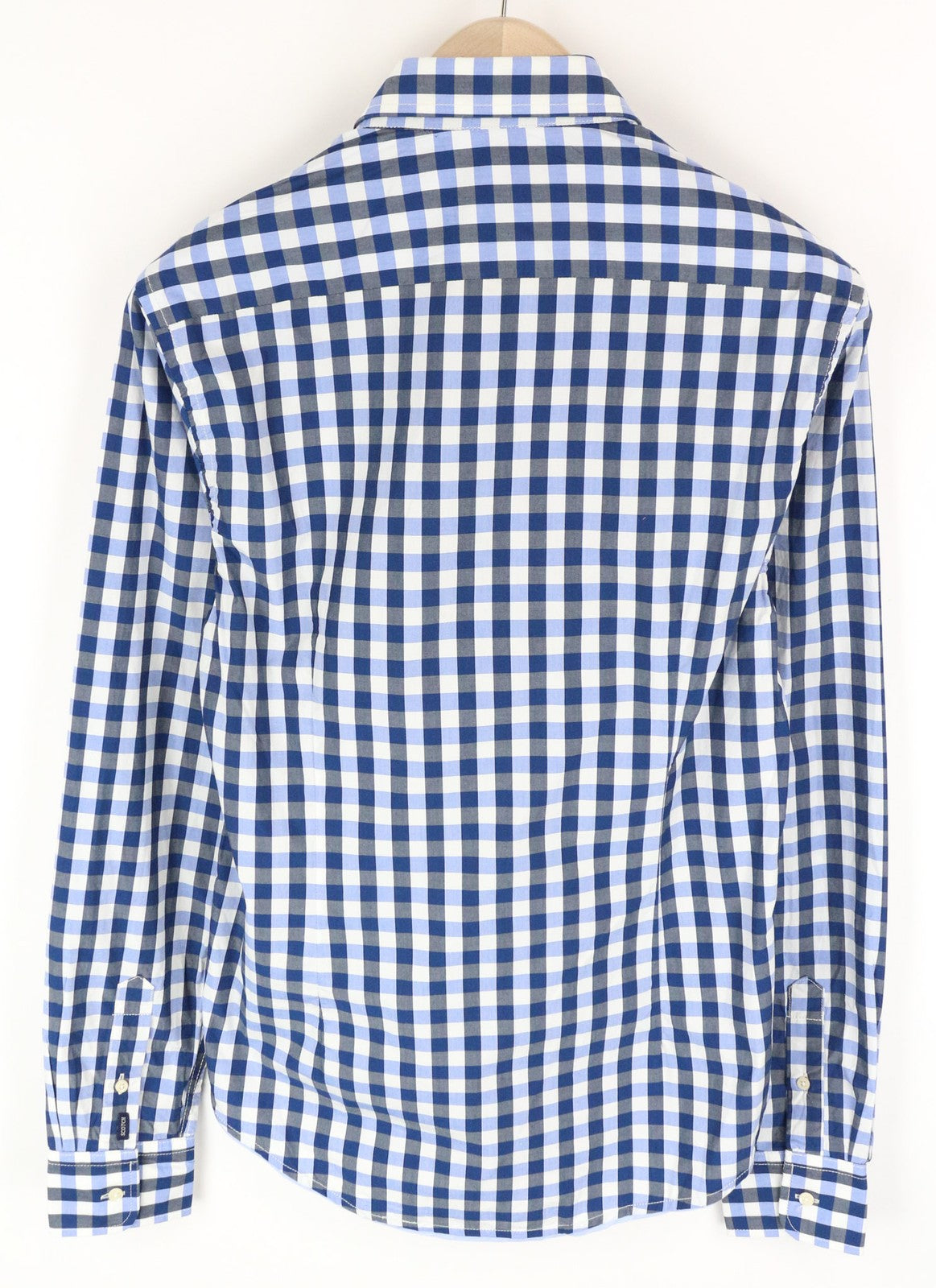 SCOTCH & SODA Men's S Light Blue Gingham Check Pure Cotton Button-Up Shirt