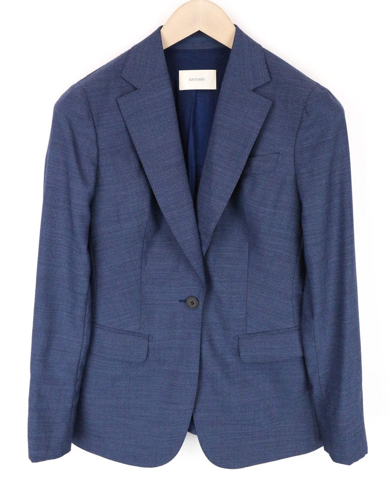 SUISTUDIO Cameron Women's UK8R Blue Pure Wool Lined Single-Breasted Blazer