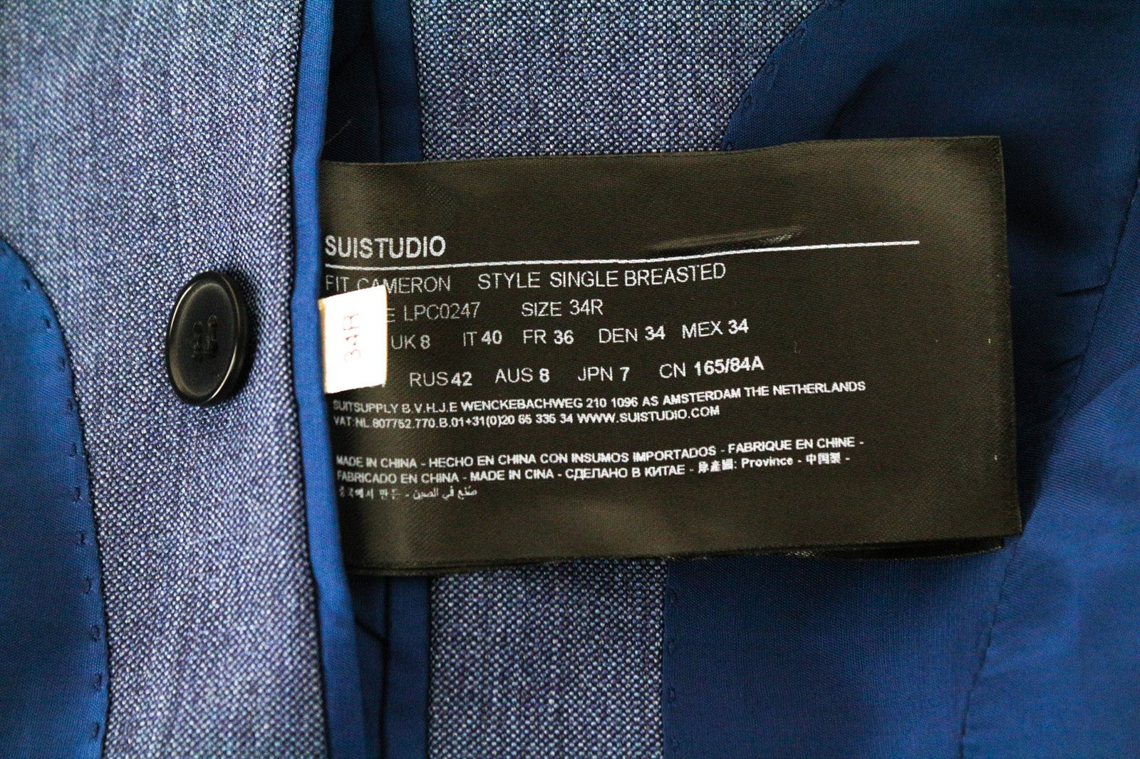 SUISTUDIO Cameron Women's UK8R Blue Pure Wool Lined Single-Breasted Blazer