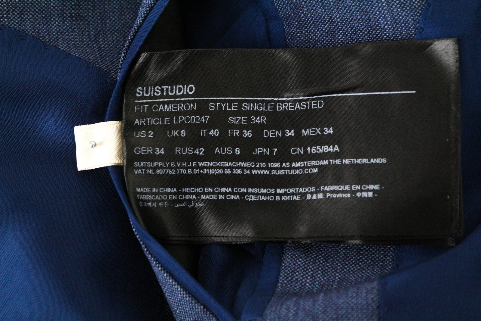 SUISTUDIO Cameron Women's UK8R Blue Pure Wool Lined Single-Breasted Blazer