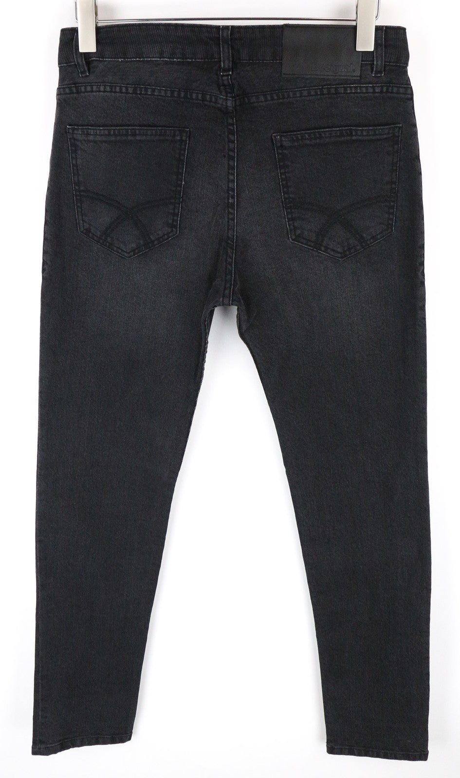 DESIGUAL Leos Men's W30 Dark Grey Slim Fit Corduroy Rib Stretch Denim Jeans