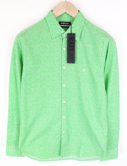 REPLAY Men's S Green Print Pure Cotton Button-Up Shirt Spread Collar Style
