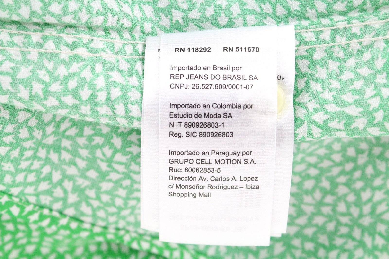 REPLAY Men's M Light Green Print Cotton Button-Up Shirt Cuffed Sleeve Design