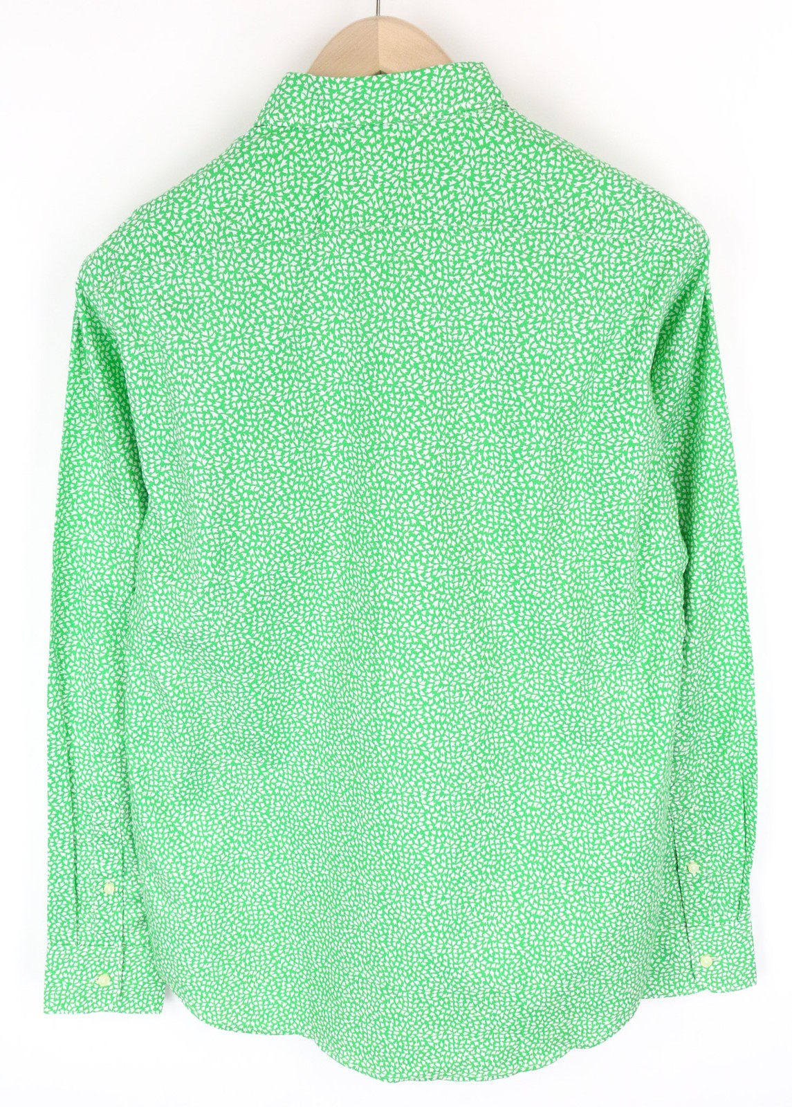 REPLAY Men's M Light Green Print Cotton Button-Up Shirt Cuffed Sleeve Design