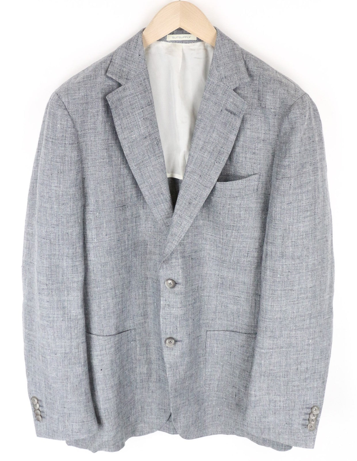 SUITSUPPLY Havana Patch Men's UK42R Grey Slim Pure Linen Half-Lined Blazer
