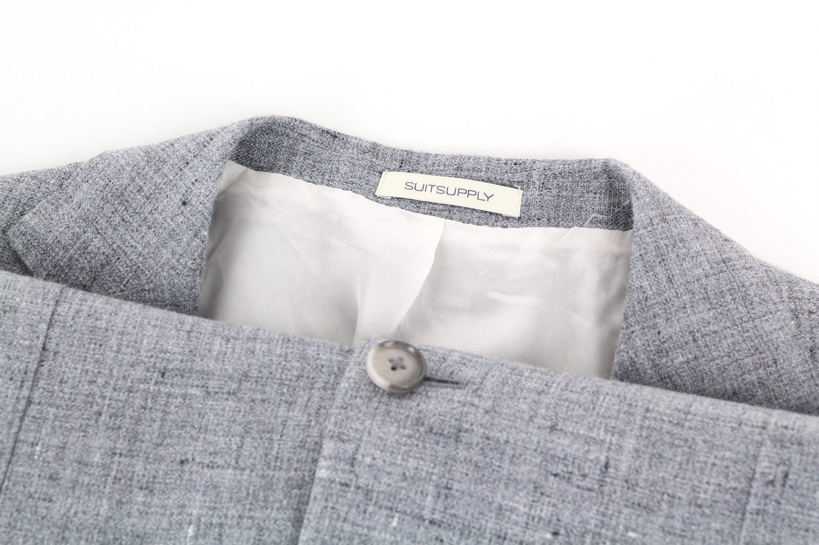 SUITSUPPLY Havana Patch Men's UK42R Grey Slim Pure Linen Half-Lined Blazer