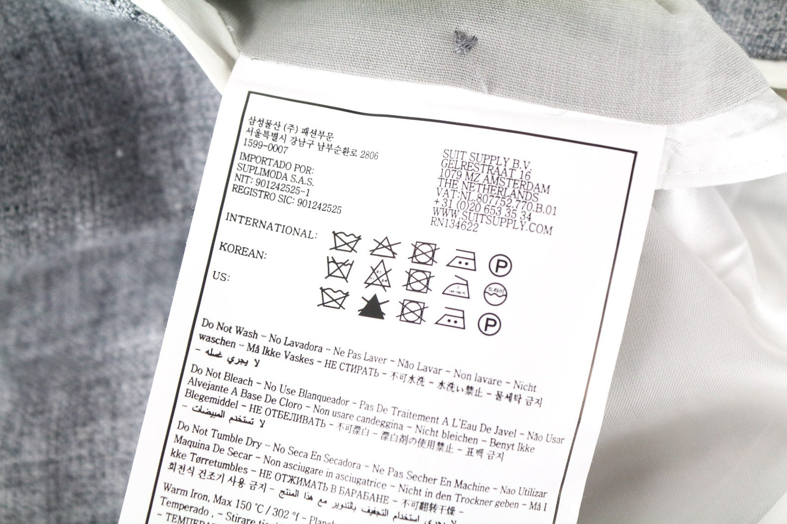 SUITSUPPLY Havana Patch Men's UK42R Grey Slim Pure Linen Half-Lined Blazer