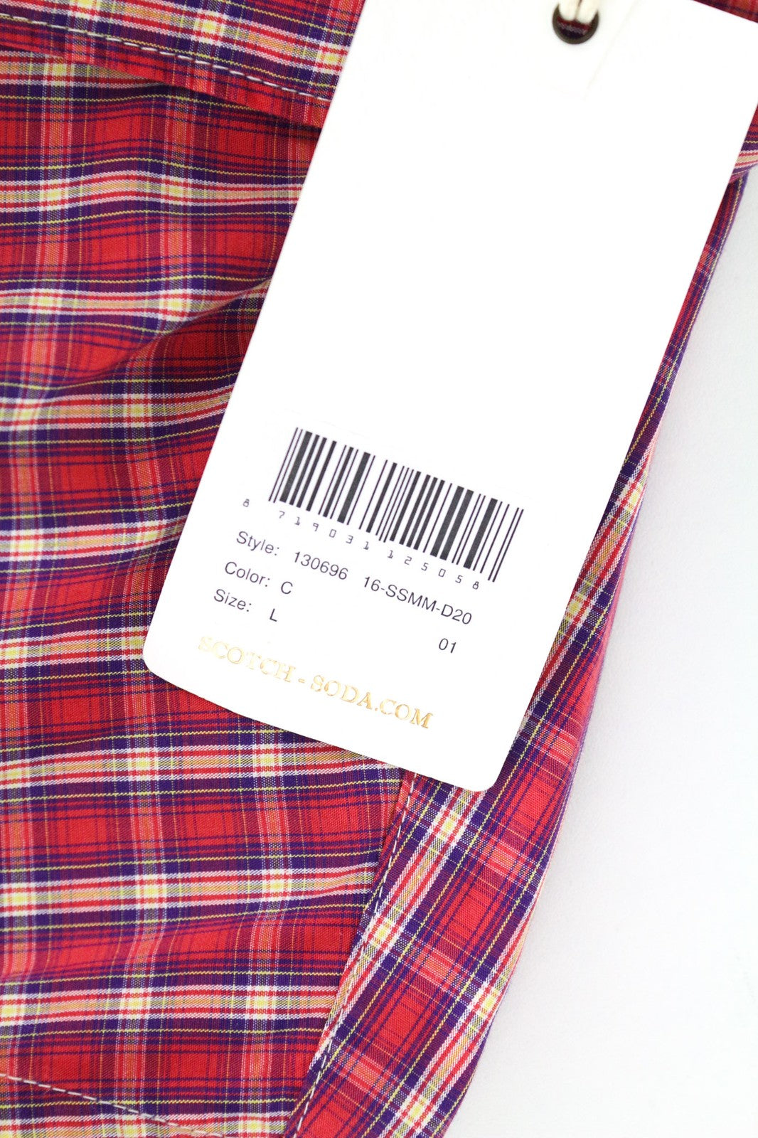 SCOTCH & SODA Men's L Red Tartan Check Melange Pure Cotton Casual Shirt