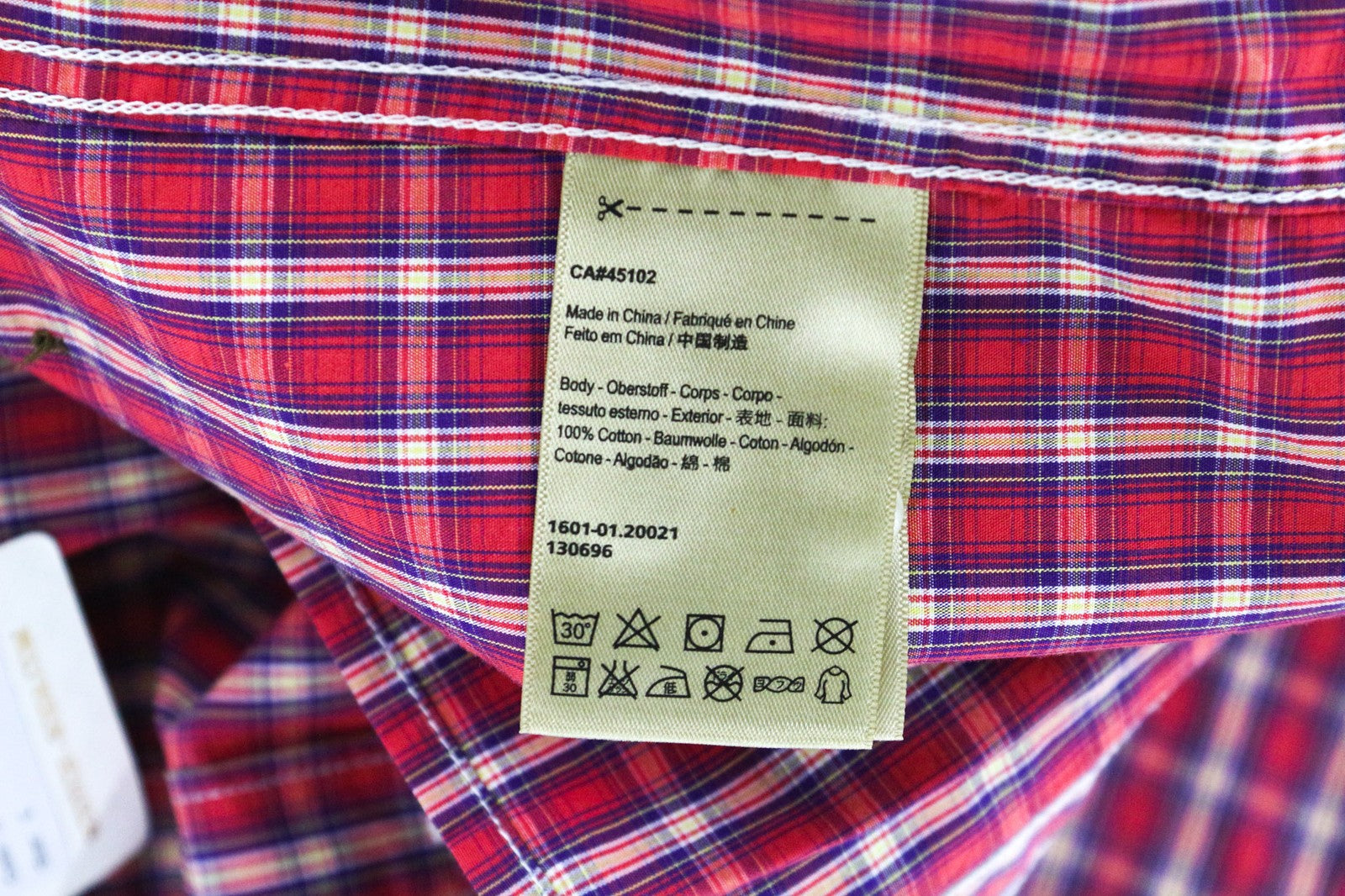 SCOTCH & SODA Men's L Red Tartan Check Melange Pure Cotton Casual Shirt