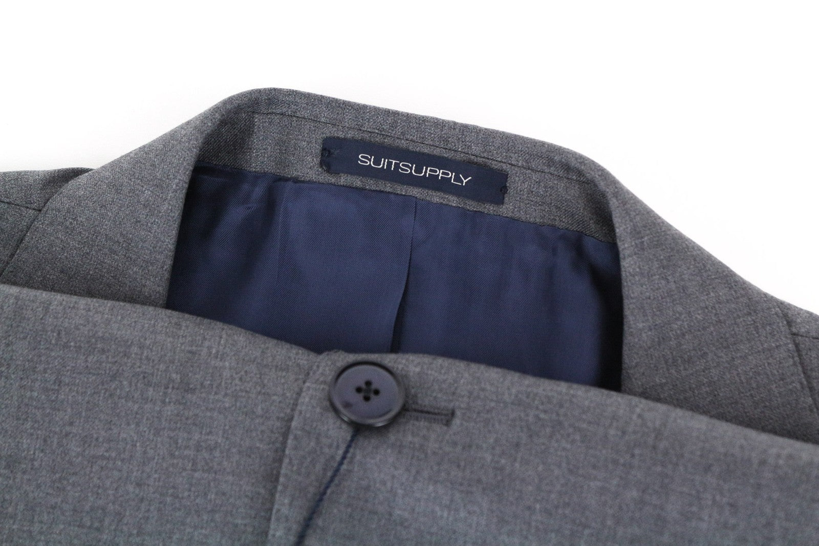 „SUITSUPPLY La Spalla“ vyriškas pilkas, plonas, „Pure Revenge“ vilnonis dryžuotas švarkas (UK44R) 