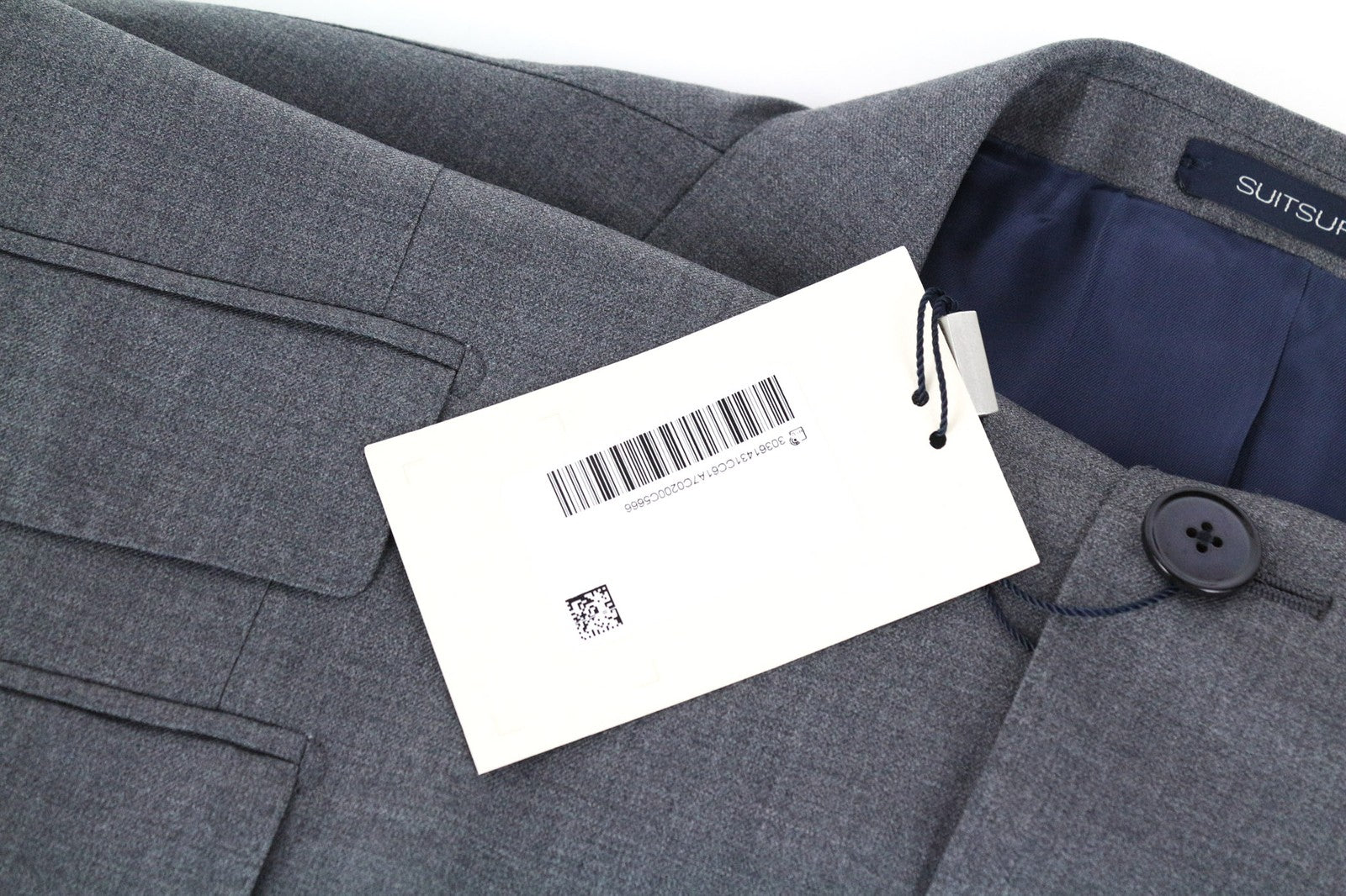 „SUITSUPPLY La Spalla“ vyriškas pilkas, plonas, „Pure Revenge“ vilnonis dryžuotas švarkas (UK44R) 