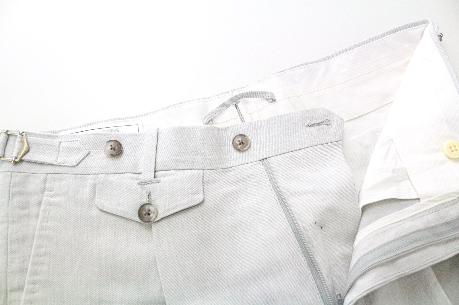 SUITSUPPLY Brentwood Men's Trousers UK38R Grey Melange Slim Linen/Cotton Formal