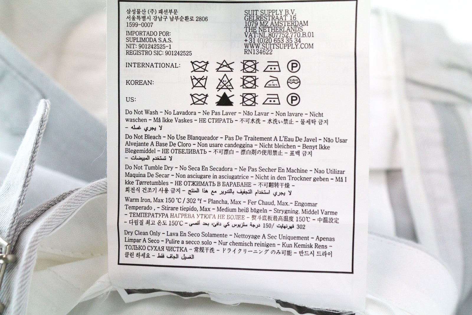 SUITSUPPLY Brentwood Men's Trousers UK38R Grey Melange Slim Linen/Cotton Formal