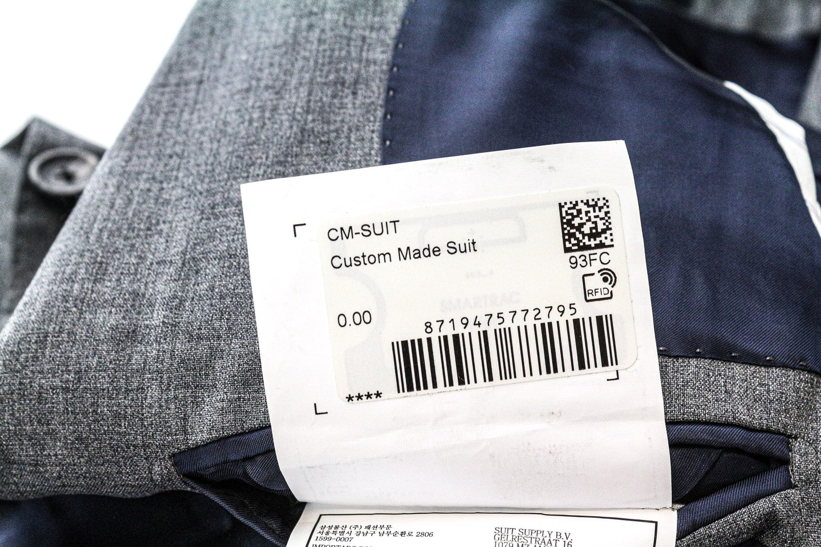 SUITSUPPLY La Spalla vyriškas švarkas UK30R vidutinio pilkumo vilnos S120s plonas melanžas 