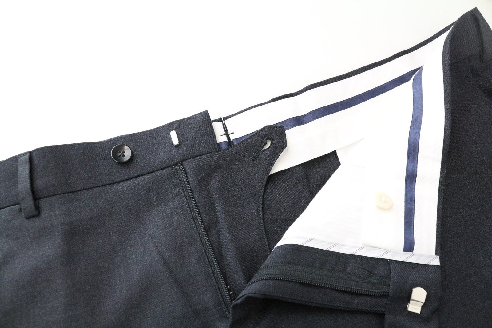 SUITSUPPLY Brescia Men's Trousers UK44S Grey Wool Flat-Front Slim Melange Formal