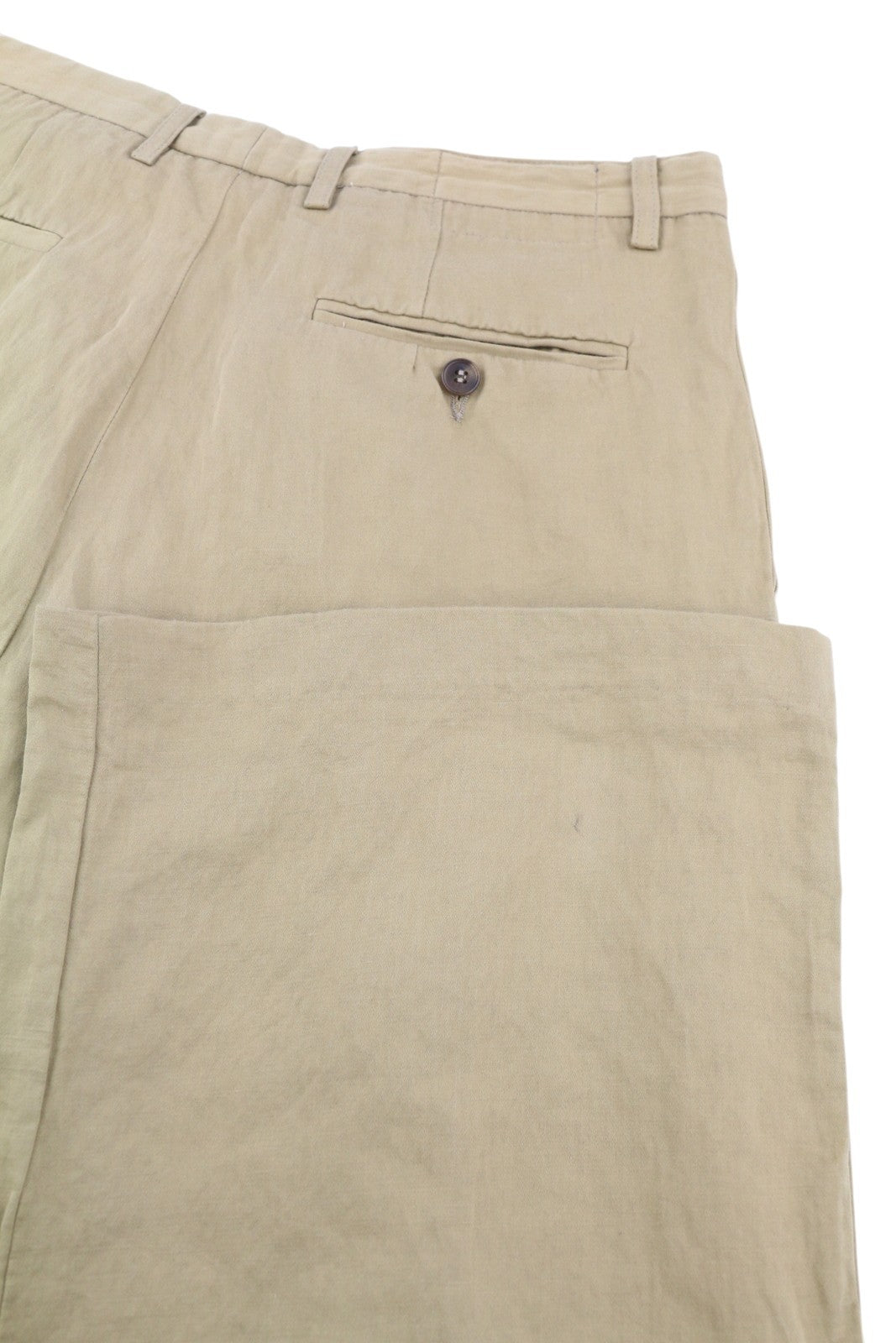R13 Wide Leg Women Trousers 27 Beige Linen Blend Pleated Button Fly Logo Pockets