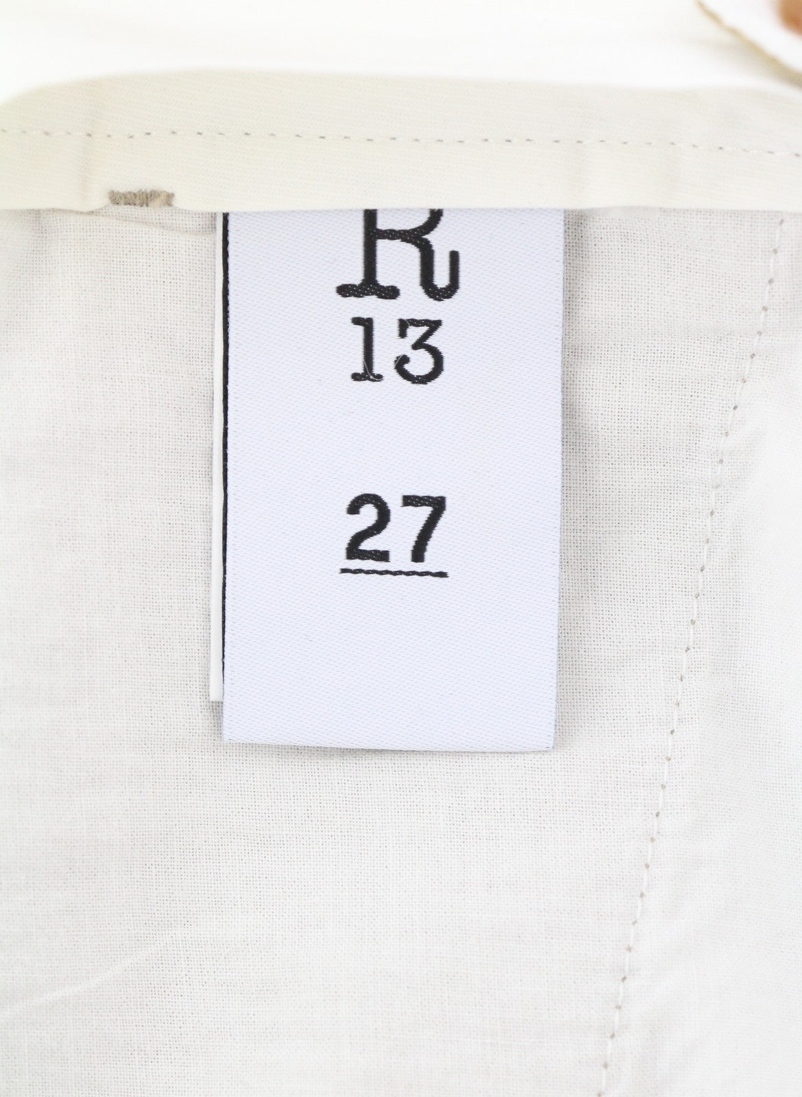 R13 Wide Leg Women Trousers 27 Beige Linen Blend Pleated Button Fly Logo Pockets