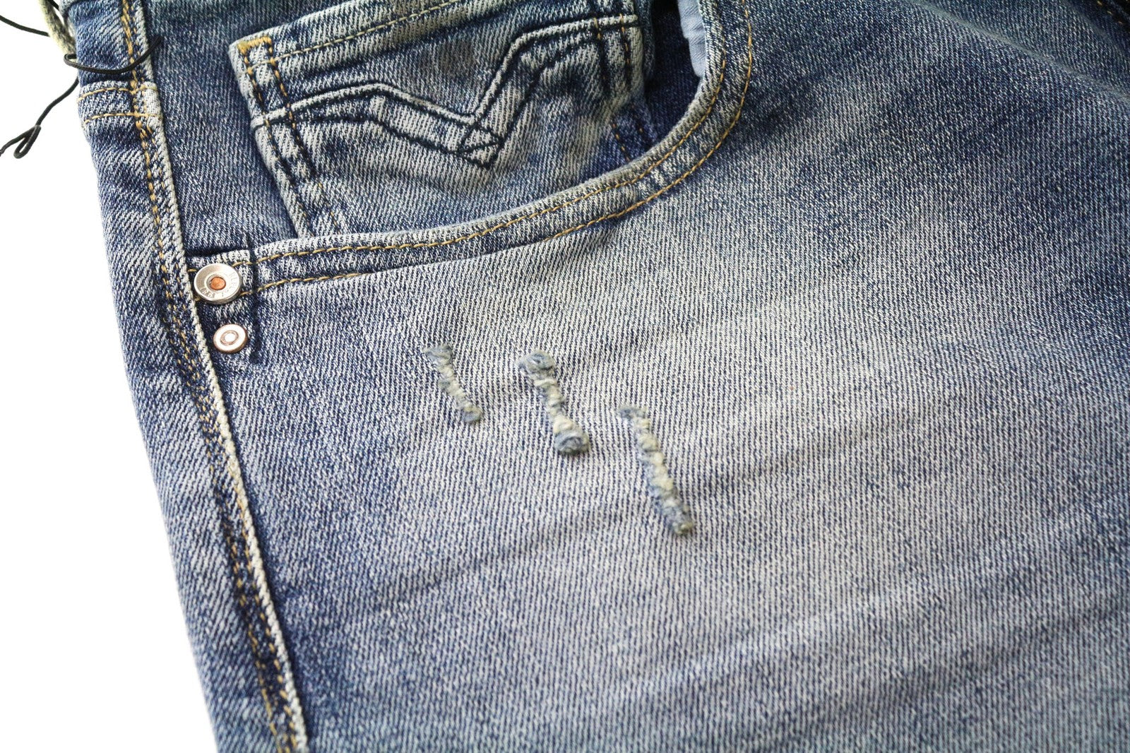 REPLAY Rob Men's Jeans W30/L34 Washed Blue Straight Tapered Cotton Stretch