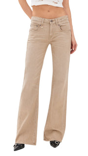 R13 Boy Flare Women Jeans 25 Buff Stretch Zip PS25 Washed Faded Beige RRP€695