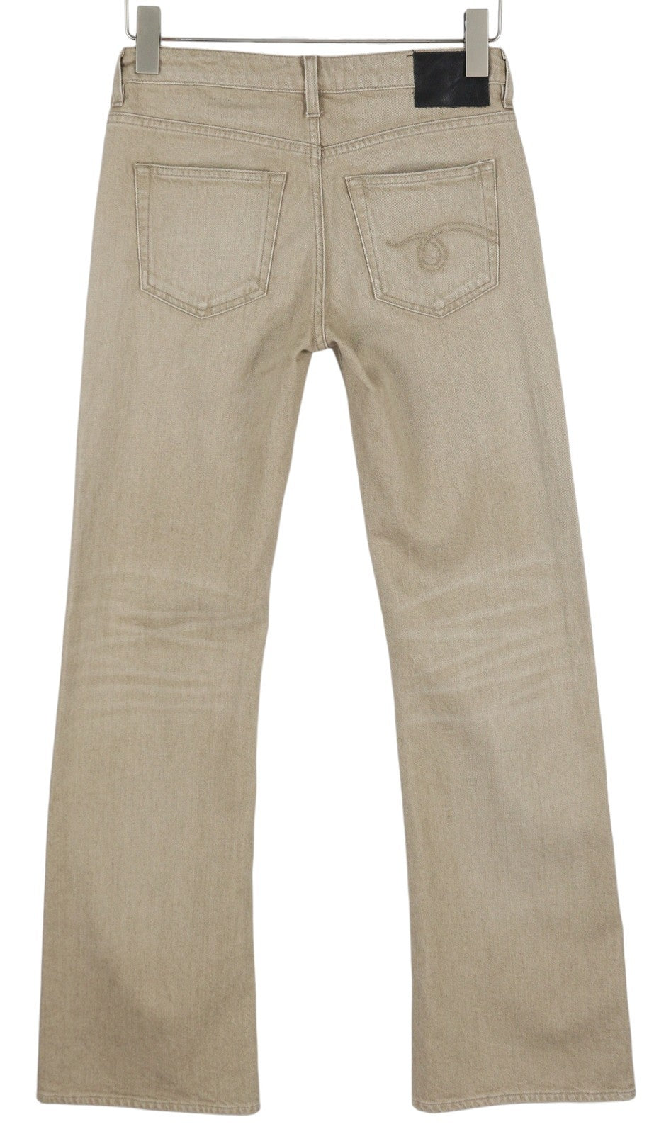 R13 Boy Flare Women Jeans 25 Buff Stretch Zip PS25 Washed Faded Beige RRP€695
