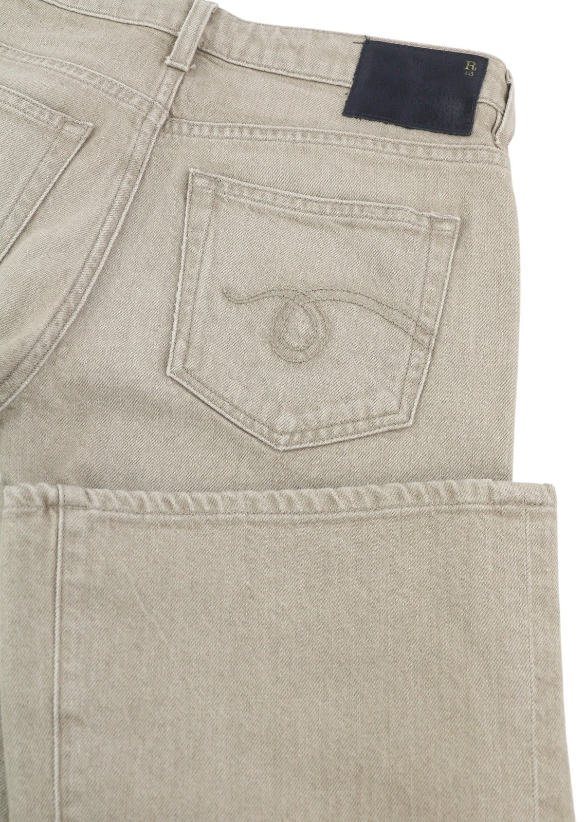 R13 Boy Flare Women Jeans 25 Buff Stretch Zip PS25 Washed Faded Beige RRP€695