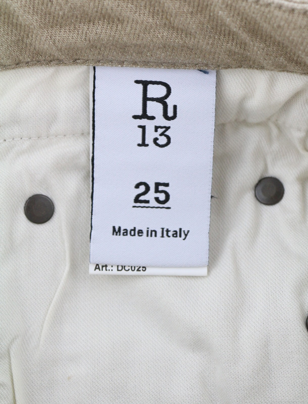 R13 Boy Flare Women Jeans 25 Buff Stretch Zip PS25 Washed Faded Beige RRP€695