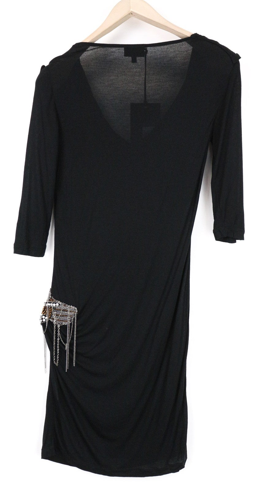 RICHMOND Women's Dress 42 Black 3/4 Sleeve Round Neck Wrap with Detailing