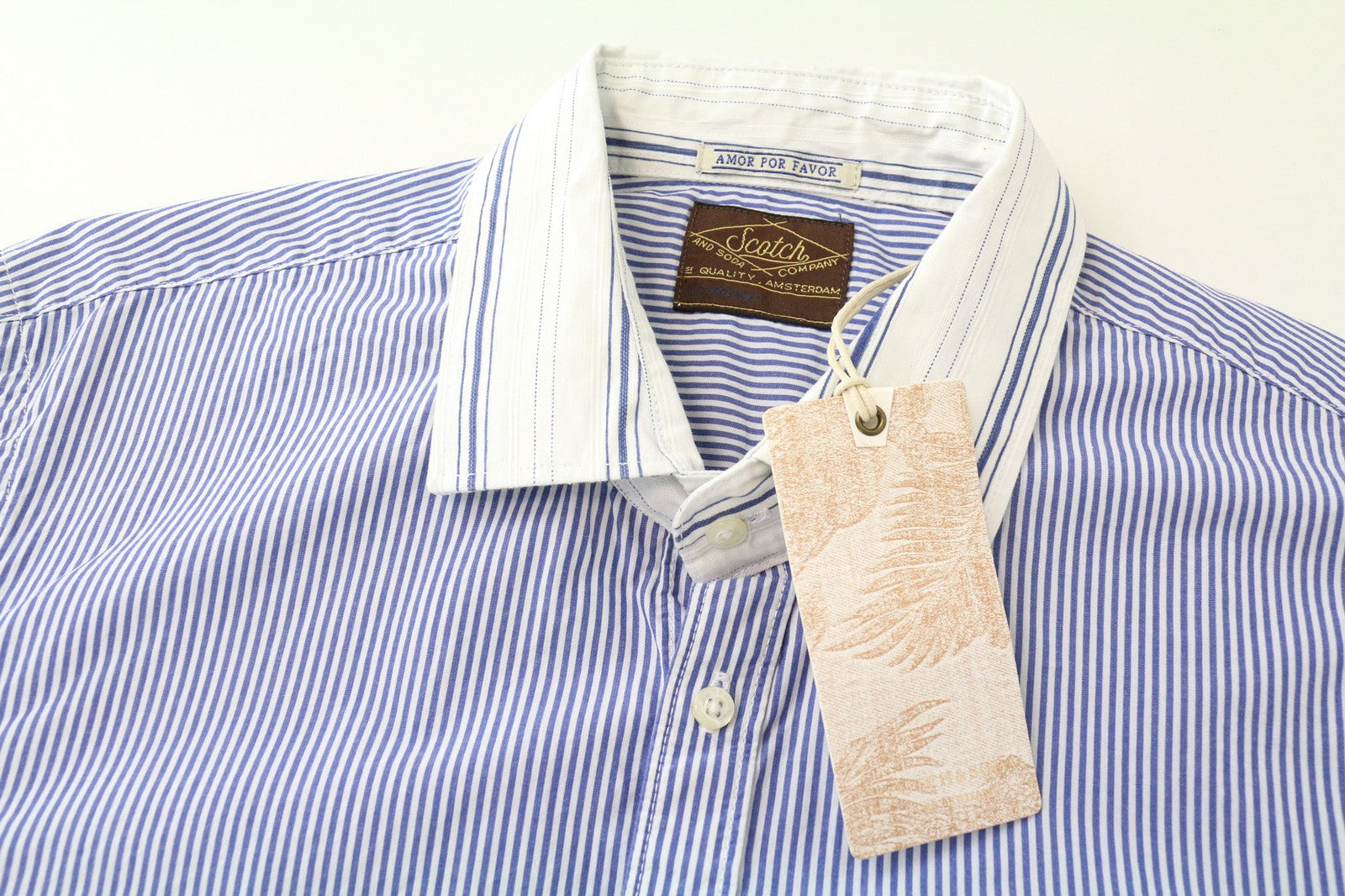 SCOTCH & SODA Ams Couture Men's Shirt M Blue Stripe Long Sleeve Smart Button-Up