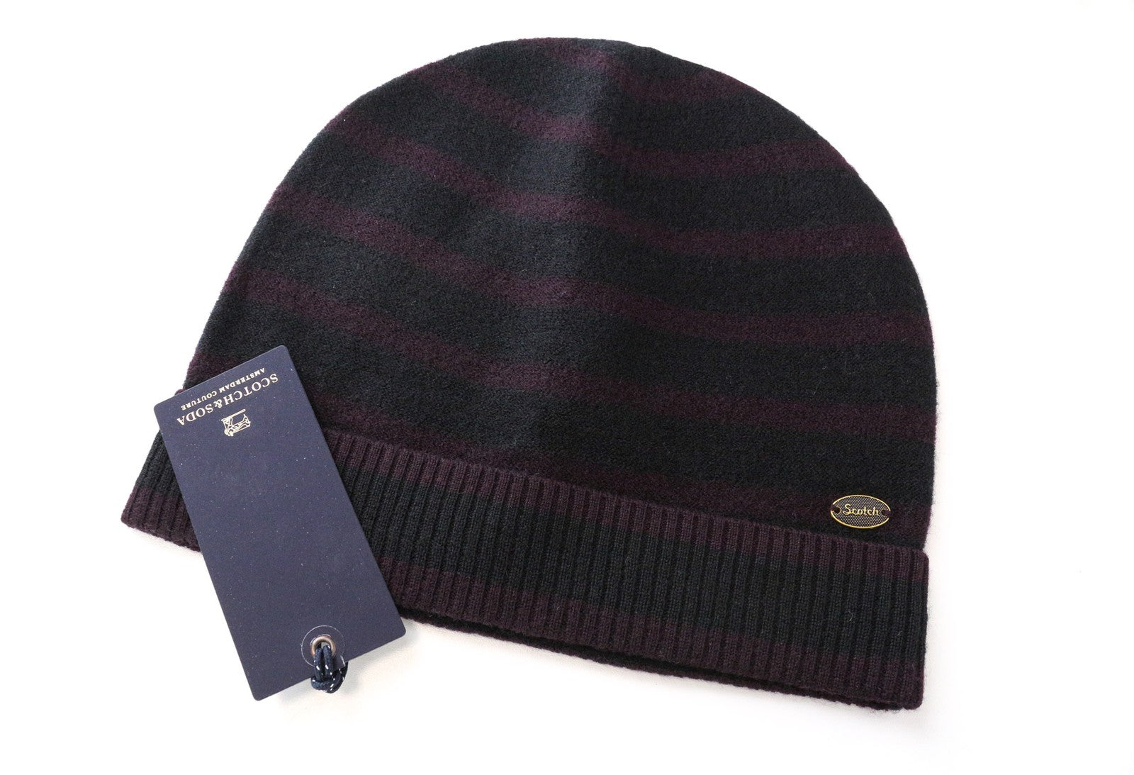 SCOTCH & SODA Ams Couture Men's Hat OS Wool Purple/Green Striped 2-Beany Pack