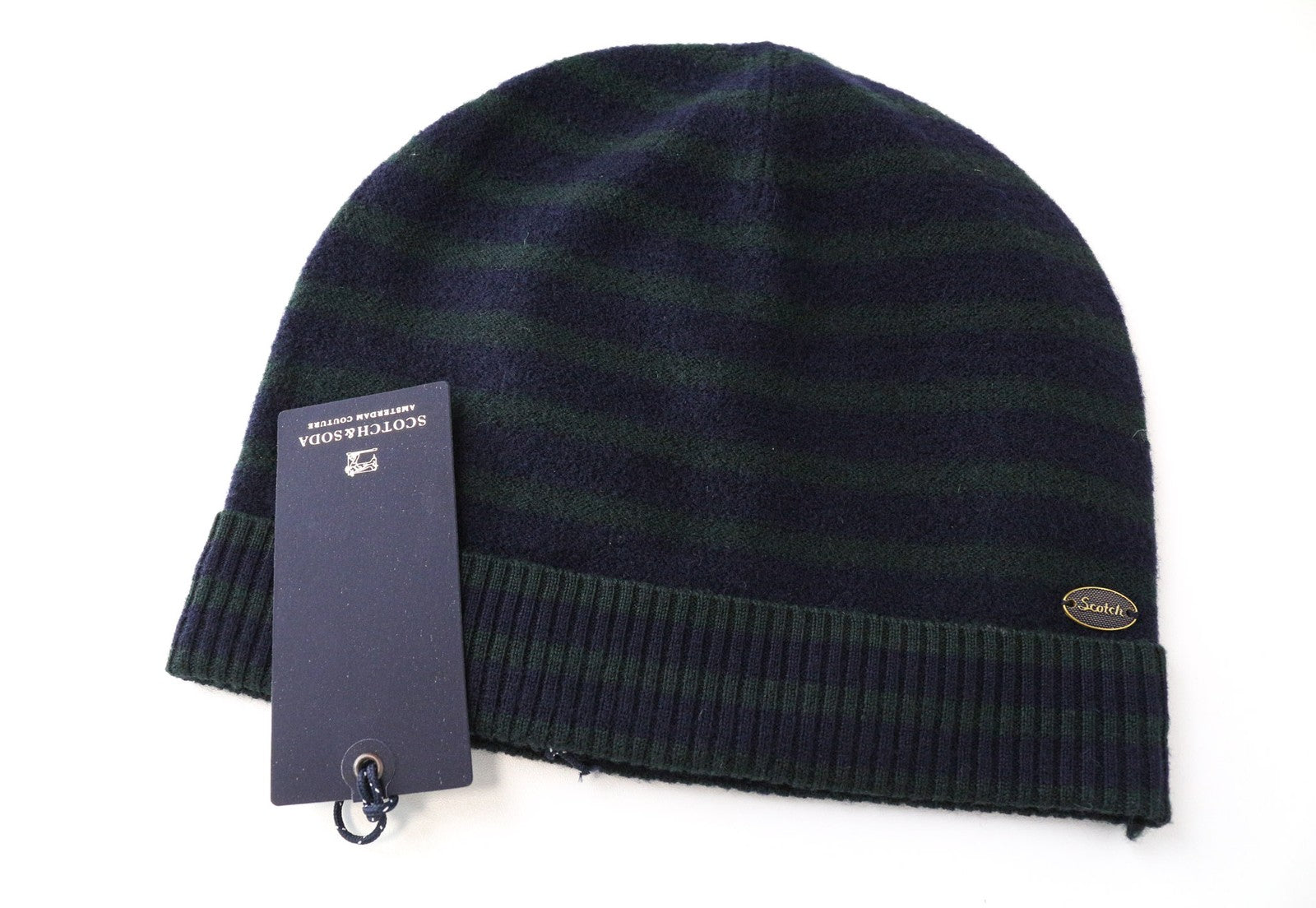 SCOTCH & SODA Ams Couture Men's Hat OS Wool Purple/Green Striped 2-Beany Pack
