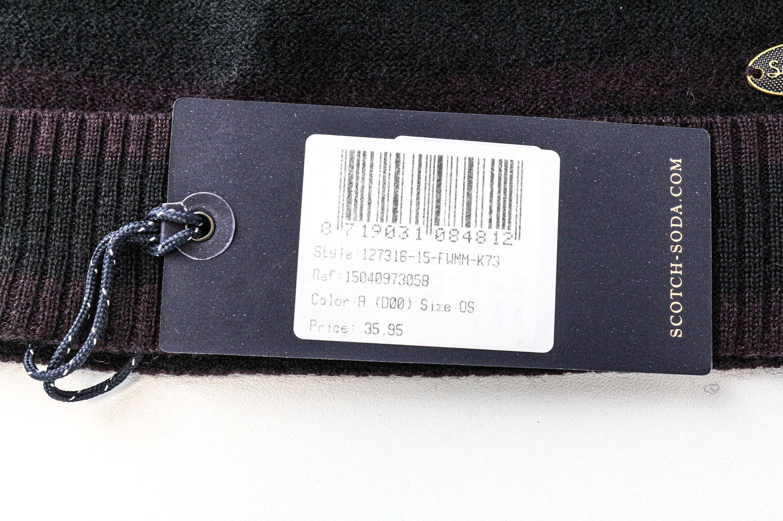 SCOTCH & SODA Ams Couture Men's Hat OS Wool Purple/Green Striped 2-Beany Pack