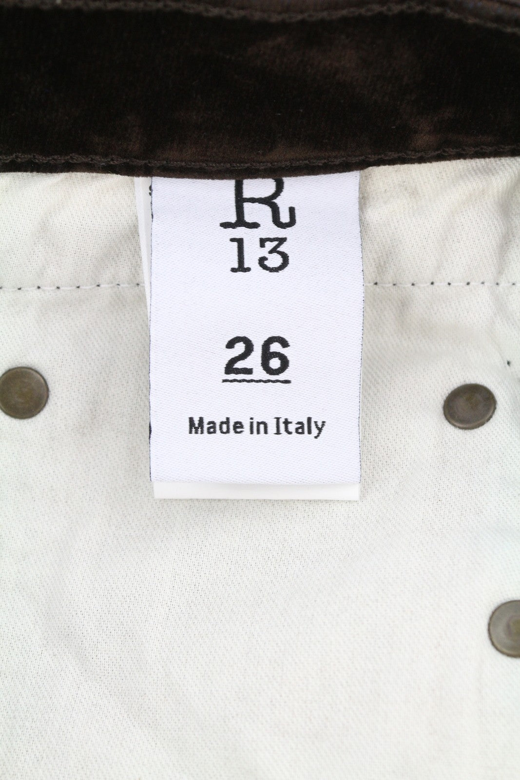 R13 Boy Straight Women Jeans 26 Flocked Brown Velvet Cropped Ankle Length Dark