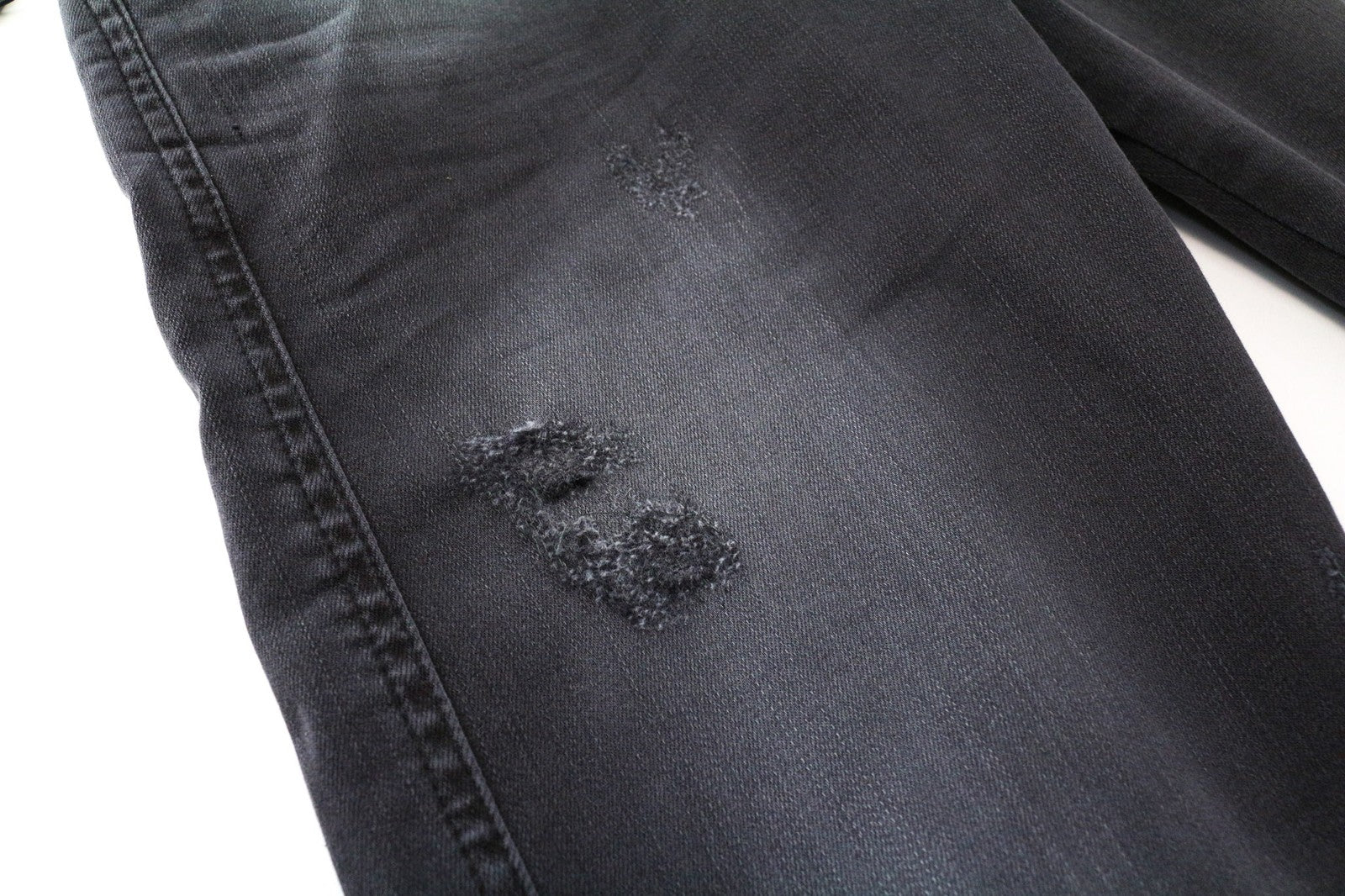 REPLAY Anbass Men's Jeans W28/L34 Slim Grey Cotton Blend Stretch Ripped Wash