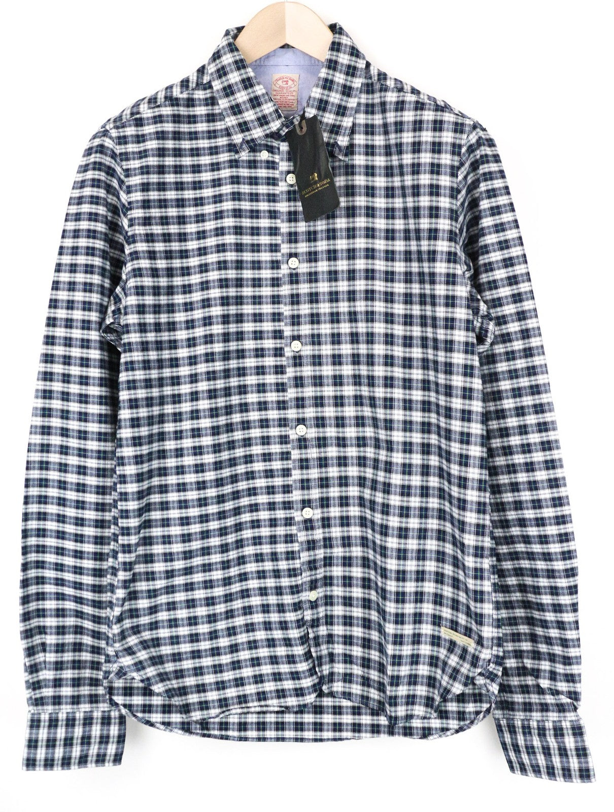 SCOTCH & SODA Ams Couture Men's Shirt M Blue/White Checked Long Sleeve Cotton