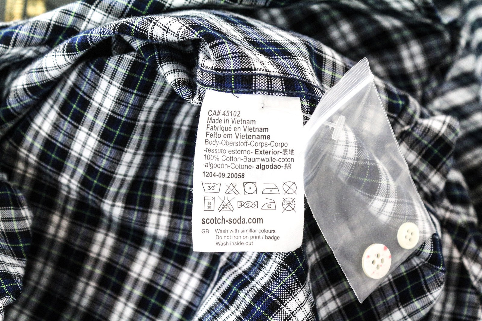 SCOTCH & SODA Ams Couture Men's Shirt M Blue/White Checked Long Sleeve Cotton