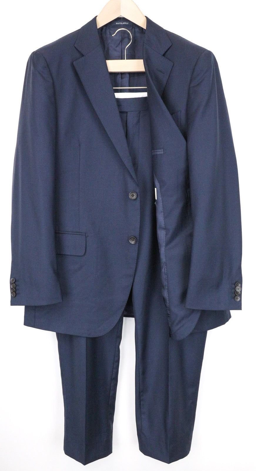 SUITSUPPLY Lazio Men's Suit UK46R Navy Blue Wool S110s Slim Perennial 2-Piece