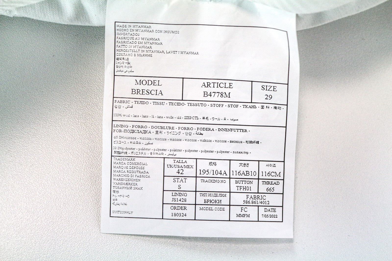 SUITSUPPLY Lazio Men's Suit UK46R Navy Blue Wool S110s Slim Perennial 2-Piece