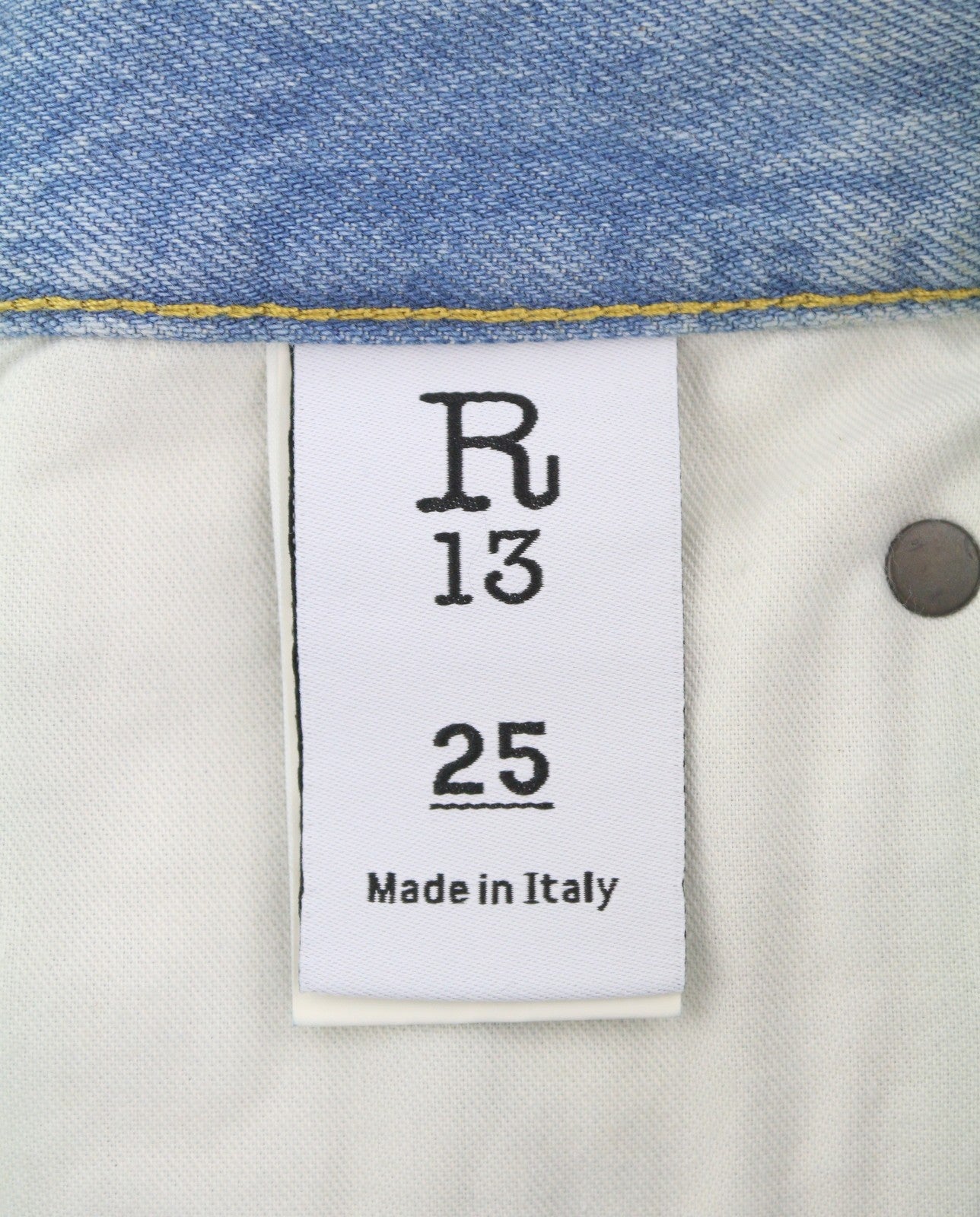 R13 Cross Over Women Shorts 25 Washed Denim Blue Asymmetrical Distress RRP€599