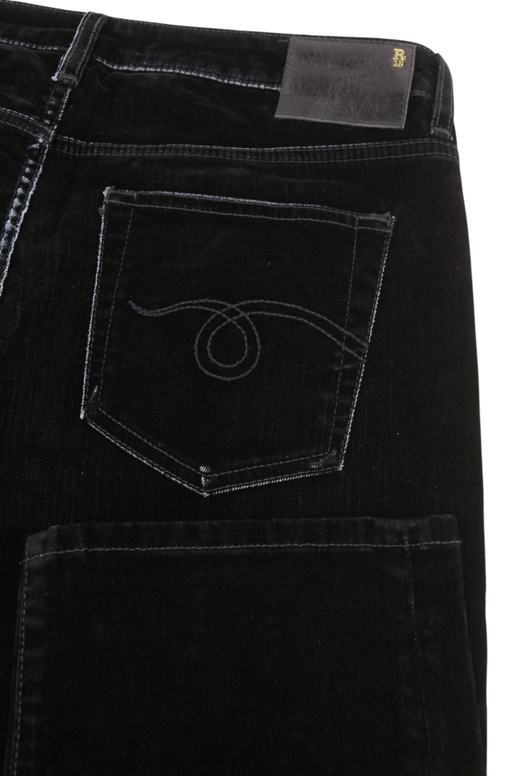 R13 Boy Straight Women Jeans 28 Flocked Black Velvet Cropped Ankle Length Dark
