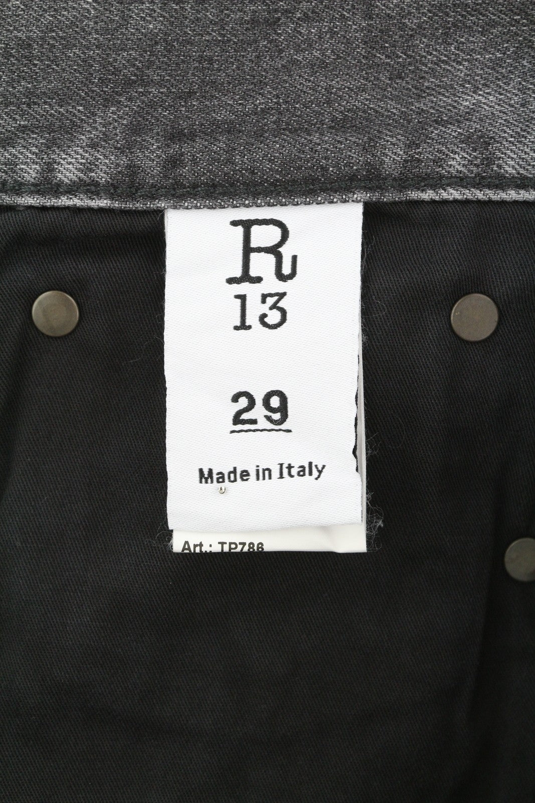 R13 Boyfriend Women Jeans 29 Wilson Black Faded Washed Ankle Length SS25