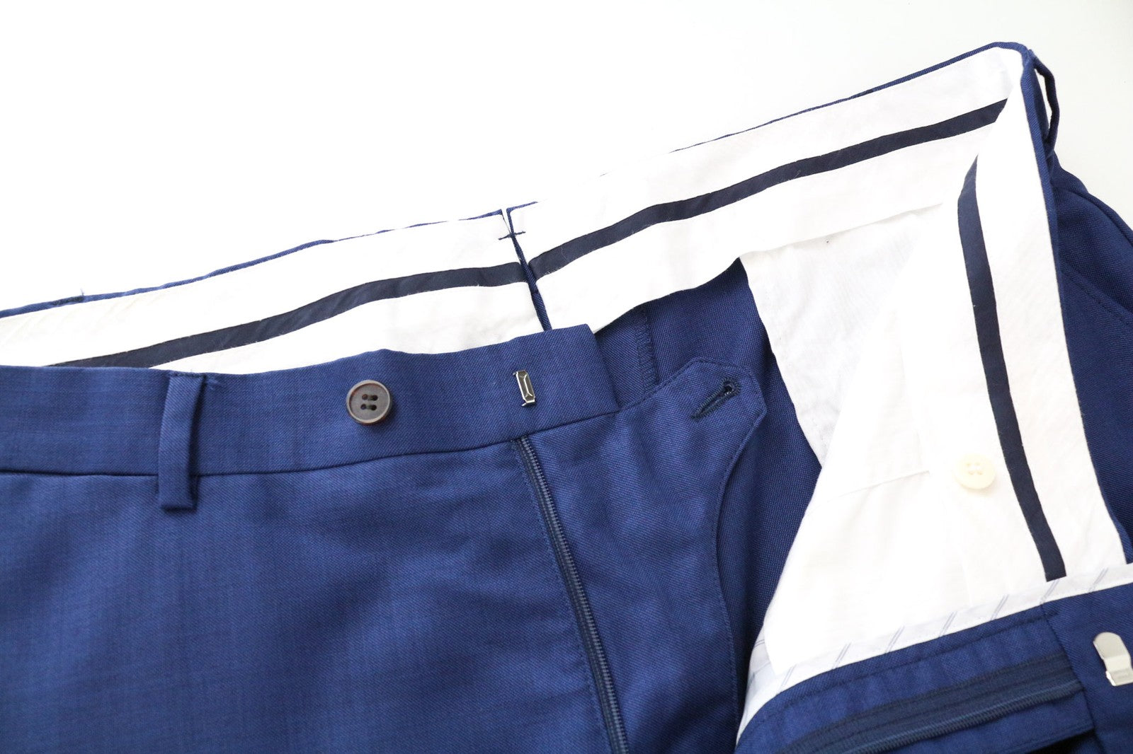 SUITSUPPLY Brescia Men's Trousers UK48R Blue Pure Wool Pleated Front Classic